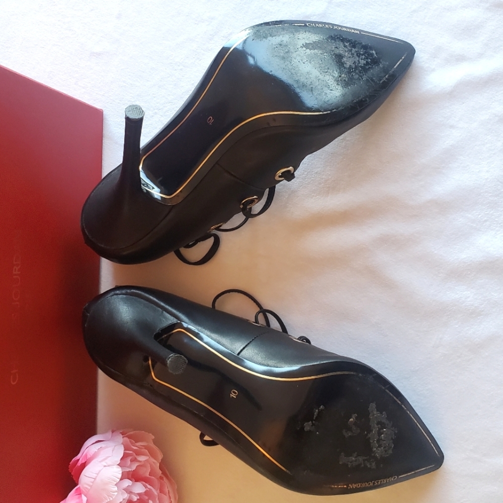 ⚜️CHARLES JOURDAN PARIS Corset Style Leather Pump Heels Size 10 - Picture 7 of 7